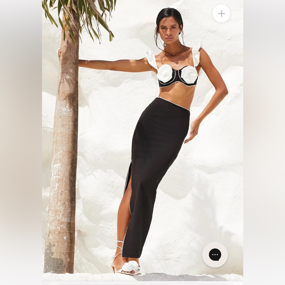 Black Maxi skirt with Side Slit and Top - Women's Elegant Maxi